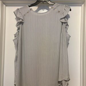 LOFT Pinstripe Ruffle Sleeve Blouse